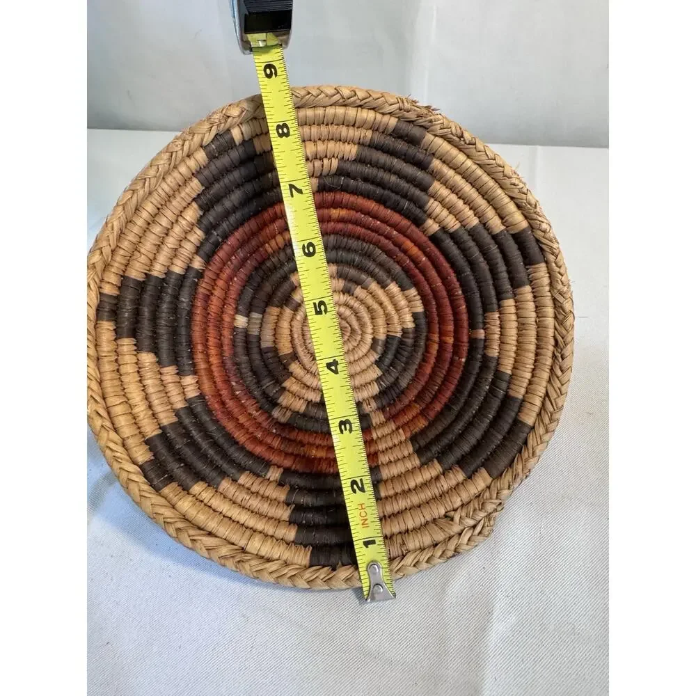 Vintage Navajo American Hand Woven Traditional Coil Wedding Basket 8.5
